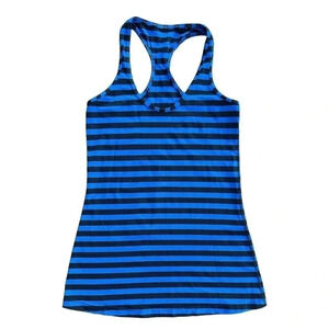 Lululemon Women's Basic Gym Blue Striped Tank - No Size Dot, See Measurements